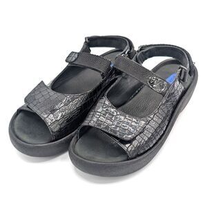 Wolky Jewel Black Croc Strap Casual Walking Sandal 3204 Woman's US 9.5 / EU 41